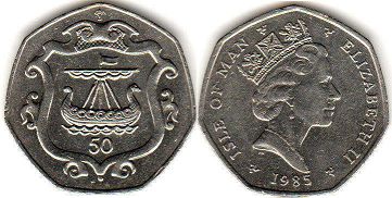 coin Isle of Man 50 pence 1985