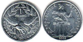 coin New Caledonia 1 franc 2009