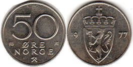 coin Norway 50 ore 1977