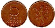 mynt Norge 5 öre 1973