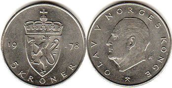 mynt Norge 5 kroner 1978