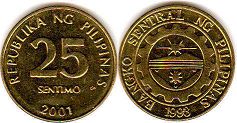 coin Philippines 25 centimos 2001