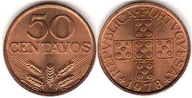 coin Portugal 50 centavos 1978