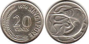 coin singapore20 cents 1976