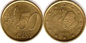 pièce de monnaie Spain 50 euro cent 2000
