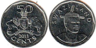 coin Swaziland 50 cents 2011