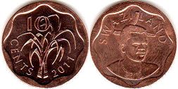 coin Swaziland 10 cents 2011