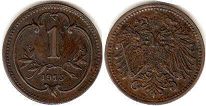 coin Austrian Empire 1 heller 1915