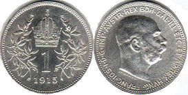 Münze Kaisertum Österreich 1 corona 1915