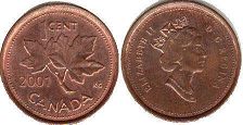 canadian coin 1 cent 2001