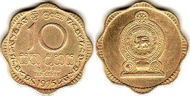 coin Sri Lanka 10 cents 1975