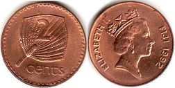 coin Fiji 2 cents 1992
