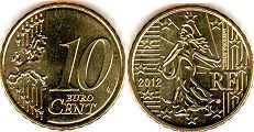 pièce de monnaie France 10 euro cent 2012