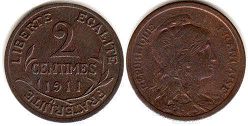 piece France 2 centimes 1911
