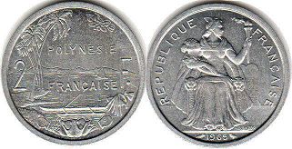 piece Polynésie Française 2 francs 1965