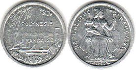piece Polynésie Française 1 franc 1965