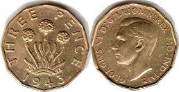 monnaie UK 3 pence 1943