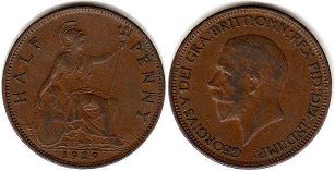 coin UK old half penny 1929