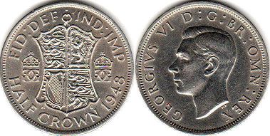 coin UK 1/2 crown 1948