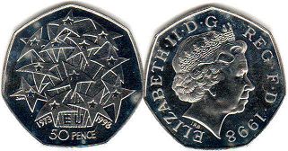 coin UK 50 pence 1998