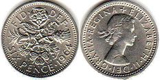 monnaie UK 6 pence 1964