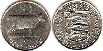 coin Guernsey 10 new pence 1968