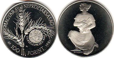 coin Hungary 100 forint 1981