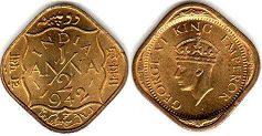 coin India 1/2 anna 1942