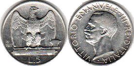 moneta Italy 5 lire 1927