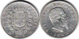 coin Italy 1 lira 1863