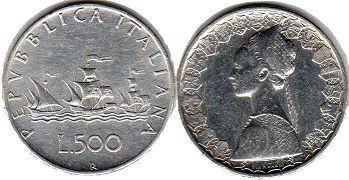 coin Italy 500 lire 1966 