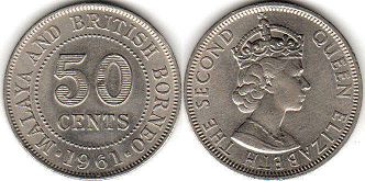 coin Malaya 50 cents 1961