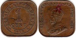 coin Straits Settlements 1 cent 1919