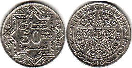 coin Morocco 50 centimes no date (1921)