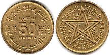 piece Morocco 50 centimes 1945