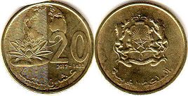 piece Morocco 20 centimes 2012