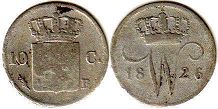 Münze Niederlande 10 Cents 1826