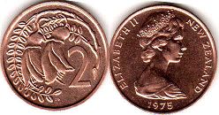 coin New Zealand 2 cents 1975
