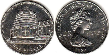 coin New Zealand 1 dollar 1978
