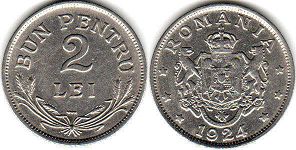 coin Romania 2 lei 1924