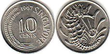 coin singapore10 cents 1967