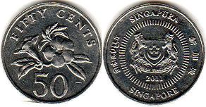 coin Singapore 50 cents 2001