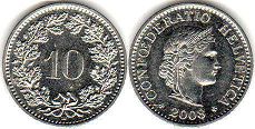coin Switzerland 10 rappen 2008