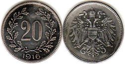 Münze Kaisertum Österreich 20 heller 1918