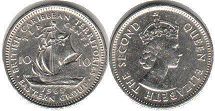coin British Caribbean Territories 10 cents 1965
