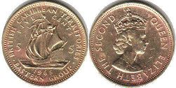 coin British Caribbean Territories 5 cents 1965