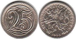 coin Czechoslovakia 25 haleru 1933