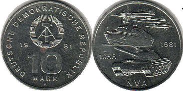 monnaie East Allemagne 10 mark 1981