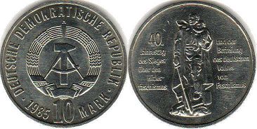 monnaie East Allemagne 10 mark 1985