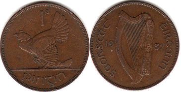 coin Ireland 1 penny 1937